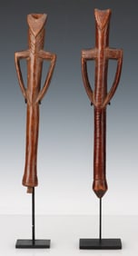 2 African Mossi Flutes, Burkina Faso, Ex Wheelock Collection
