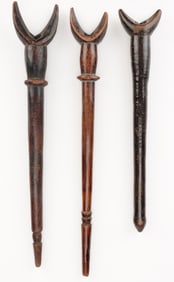 3 Voltaic Flutes, Burkina Faso, L: 16.5"- 20", Ex Wheelock Collection