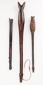 3 Fine Voltaic Flutes, Burkina Faso, L: 15"- 23.5", Ex Wheelock Collection