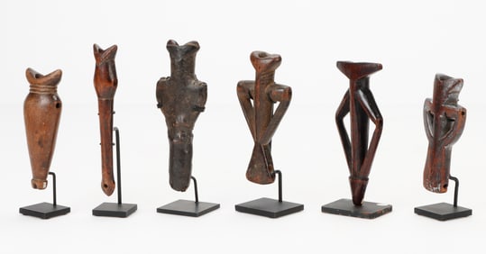 6 Lovely Little Voltaic Flutes, Burkina Faso, H: 5"-6", Ex. Wheelock Collection