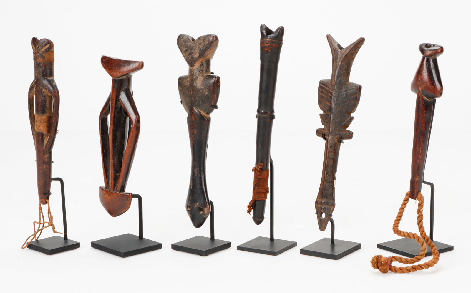 6 Voltaic Flutes, Burkina Faso, H: 7"-9", Ex Wheelock Collection (1 of 5)