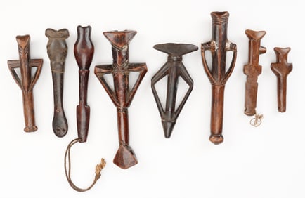 8 Distinguished Voltaic Flutes, Burkina Faso, L: 4.5"- 10"