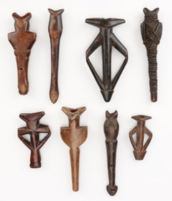 8 Voltaic Hunters' Flutes, Burkina Faso, L: 3.5"- 7.5"