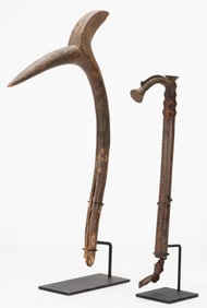 2 African Scepters, Burkina Faso, L: 16", 24", Ex Wheelock Collection