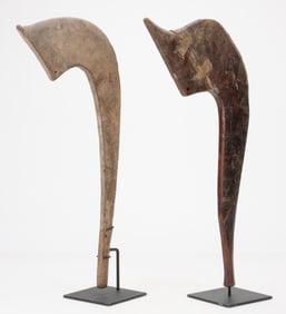 2 Bobo Scepters, Burkina Faso, L: 26", 27", Ex Wheelock Collection