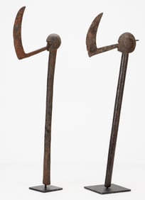 2 Bobo Axes, Burkina Faso, H: 26", 25.5", Ex Wheelock Collection