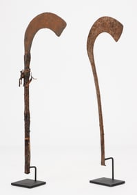 2 Bwa Leaf Dancer Scepters, Burkina Faso, L: 16.5", 19"