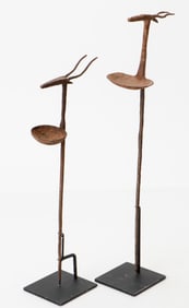 2 Nuna Oil Lamps, Burkina Faso, H: 22"- 25"