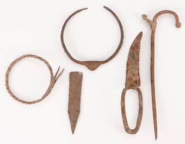 5 West African Forged Iron Objects, Burkina Faso