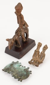 3 Small Lost Wax Cast Talismans, Burkina Faso