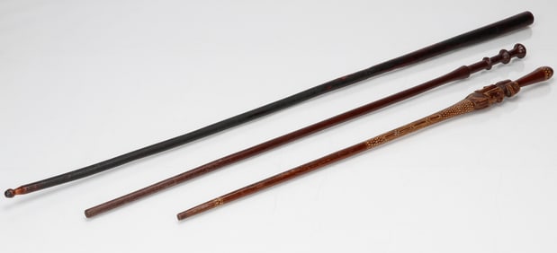 3 Walking Staffs/Walking Sticks, 20th C.