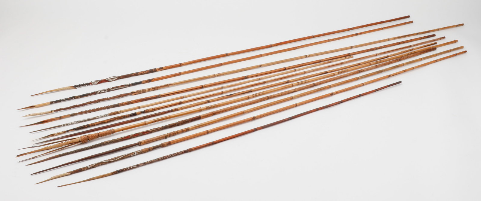 12 Bamboo Hunting and Fishing Spears, PNG: 12 Bamboo Hunting and Fishing Spears, PNG. From the collection of Joseph Salamanca. Size: Lengths Ranging from: 48'' (122 cm) to 74'' (188 cm).