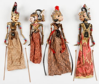4 Wayang Golek Marionette Puppets, Java