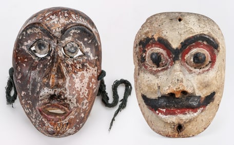 2 Bali or Lombok Theater Masks, Indonesia, 19th C./Early 20th C.