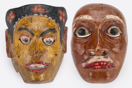 2 Indonesian Drama Masks, Late 19th/Early 20th C.