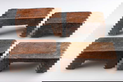 4 Antique Rustic Hardwood Low Stools, Philippines