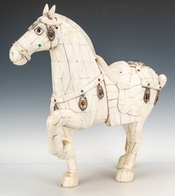Vintage Indian Tessellated Bone Figure of a Horse