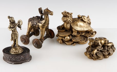 Four Indian and Southeast Asian Brass Figures