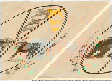 Bhutan Domkhar Festival Painted Oil Cloth Game Board