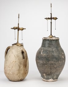 2 Persian Pottery Vessel Table Lamps