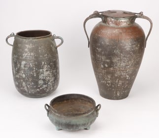 3 Near Eastern Tinned Copper Vessels