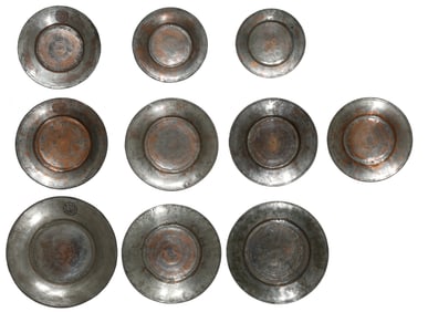 Collector's Lot of 10 Antique Armenian Inscribed Tinned Copper Plates