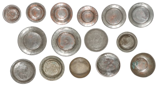 15 Antique Armenian Tinned Copper Plates And Bowls