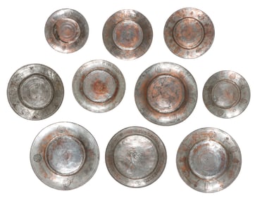 10 Antique Armenian Engraved And Inscribed Tinned Copper Plates