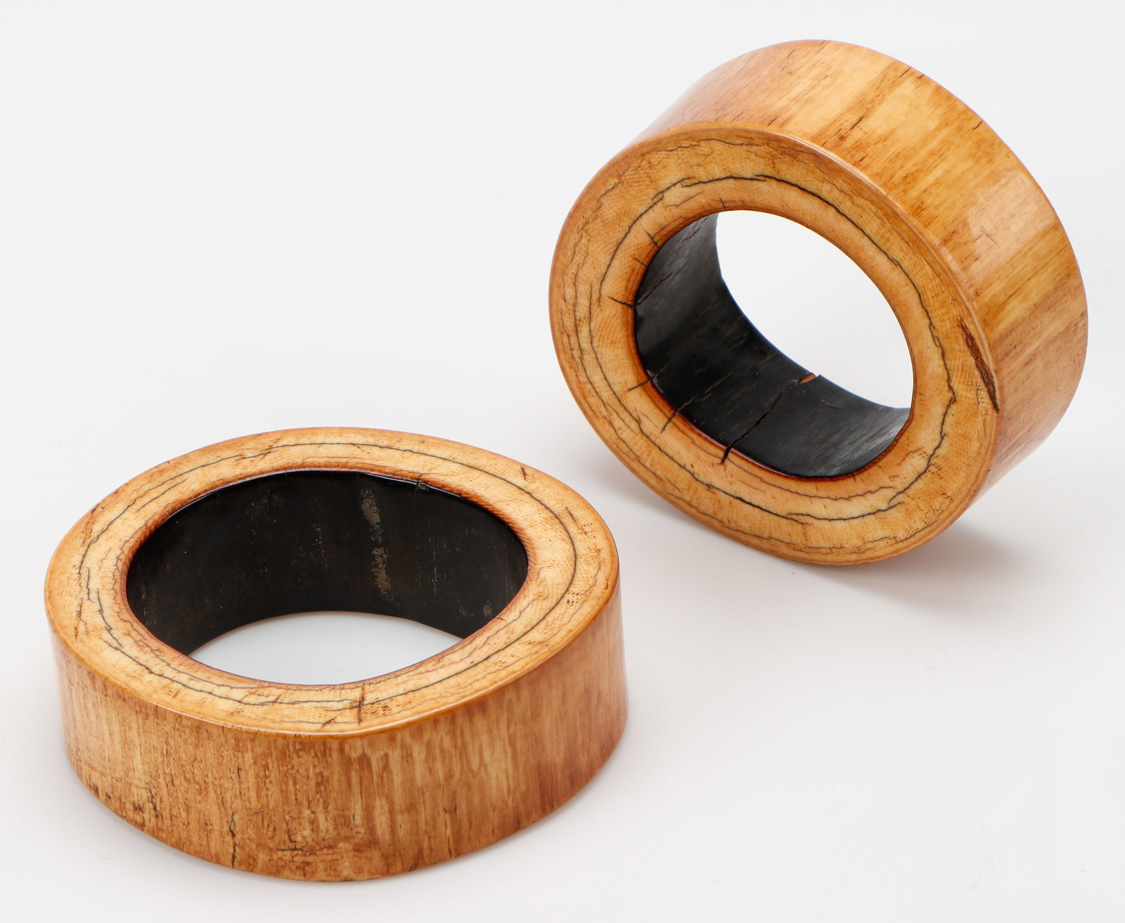 2 Antique African Bone Bracelets: 2 Antique African Bone Bracelets. Each Size: 2'' x 5.5'' x 5'' (5 x 14 x 13 cm).