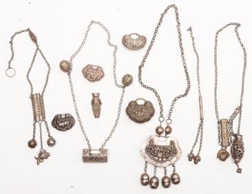 Collector's Lot of 10 Chinese Minority Miao Jewelry Pieces