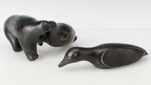 Eli Elijassiapik (Inuit, B. 1936) Bear Eating A Seal