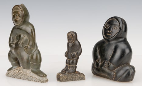 3 Inuit Carved Stone Figures