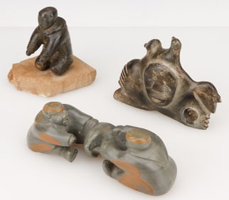 3 Inuit Carved Stone Figures