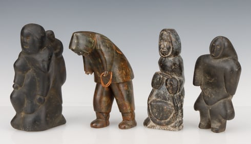 4 Inuit Carved Stone Figures