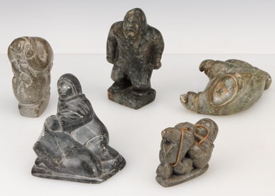 5 Inuit Carved Stone Sculptures