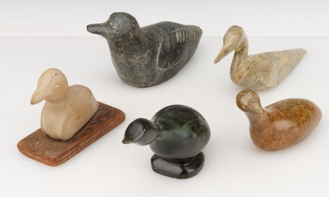 5 Inuit Carved Stone Birds