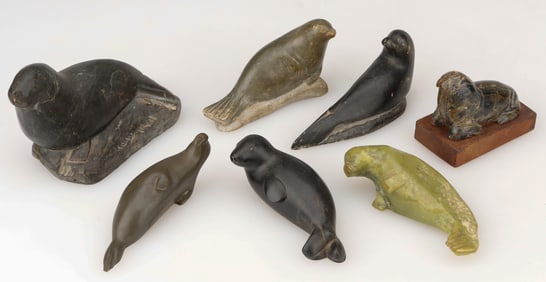 7 Inuit Carved Seals