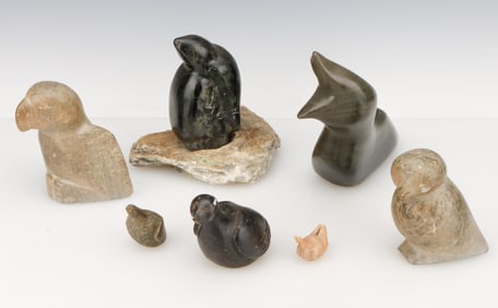 Inuit Collector's Lot of 6 Carved Stone Bird Figures