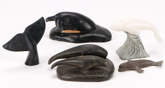Collector's Lot of 5 Inuit Carved Stone Sculptures