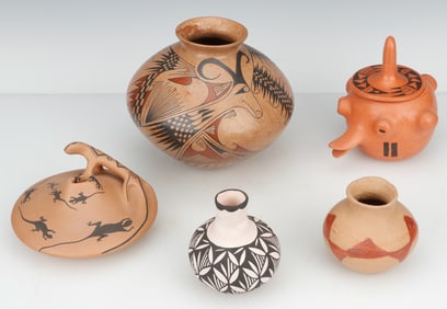 Collector's Lot of 5 Contemporary Native American Pottery