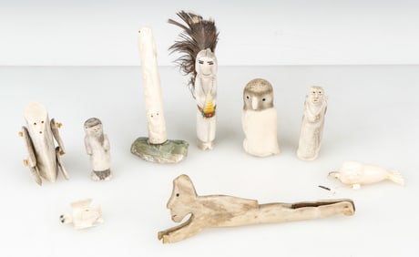 Collection of 9 Inuit Figures