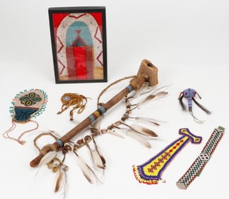 Collection of 7 Native American Beaded Objects