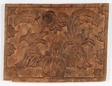 Antique Guatemalan Relief Carved Plaque With Angel