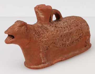 Greco-Roman Style Terracotta Askos In The Form Of A Recumbent Ram