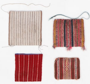 Group of 4 Chuspa Coca Bags, Dept. of Potosi and Oruro, 19th C.