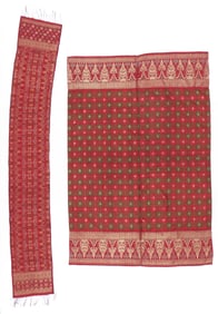 2 Fine Balinese Silk Songket Textiles, Indonesia, Early 20th C.