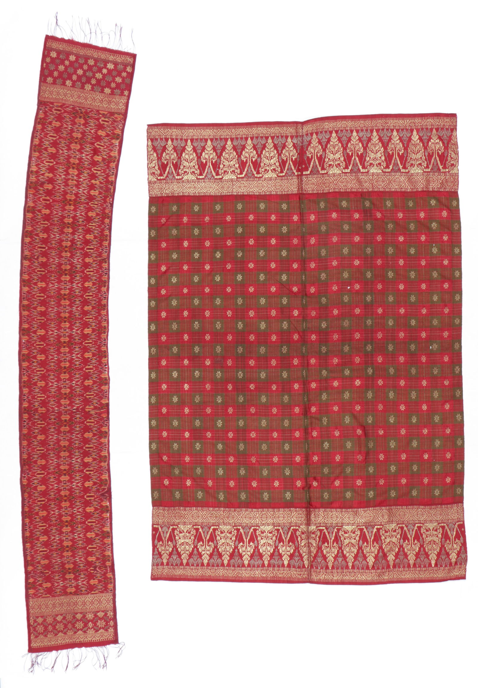 2 Fine Balinese Silk Songket Textiles, Indonesia, Early 20th C. (1 of 5)