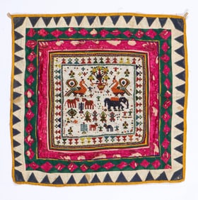 Gujarat Beaded Square Panel, India, Mid-20th C.