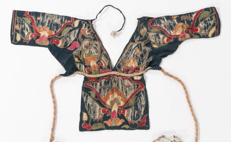 Choli (Blouse) With Silk Embroidery On Indigo-Dyed Handwoven Cotton, Chamba, Himachel Pradesh,