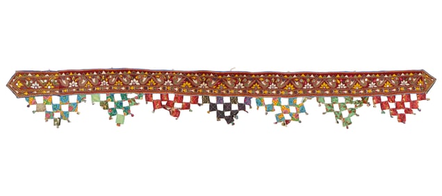 Large 104" Beautifully Embellished Toran, India, Gujarat, Mid-20th C.